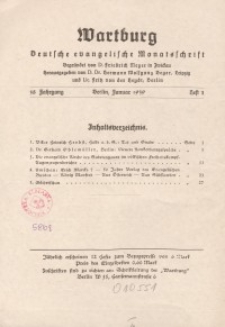 Die Wartburg. Deutsch-evangelische Monatsschrift, Heft 1, Januar 1939