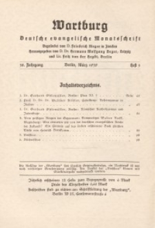 Die Wartburg. Deutsch-evangelische Monatsschrift, Heft 3, März 1939