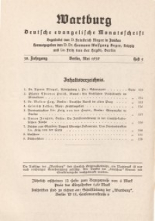 Die Wartburg. Deutsch-evangelische Monatsschrift, Heft 5, Mai 1939