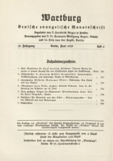 Die Wartburg. Deutsch-evangelische Monatsschrift, Heft 6, Juni 1939