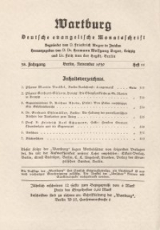 Die Wartburg. Deutsch-evangelische Monatsschrift, Heft 11, November 1939