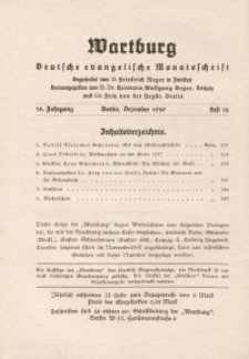 Die Wartburg. Deutsch-evangelische Monatsschrift, Heft 12, Dezember1939