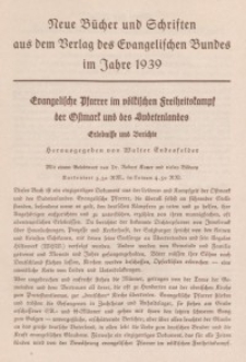 Neue Bücher und Schriften aus dem Verlag des Evangelischen Bundes im Jahre 1939 [ulotka reklamowa]