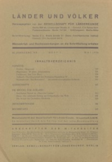 Länder und Völker, 5. Heft/Mai 1936