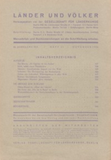 Länder und Völker, 11. Heft/November 1936
