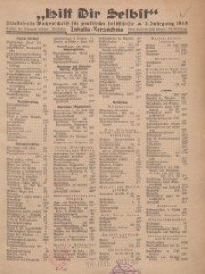 Hilf Dir Selbst: Illustr. Wochenschrift für praktische Kriegshilfe im Feld und Garten. Hof und Stall, Küche und Haus, 1919