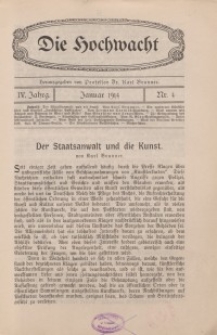 Die Hochwacht : Monatsschrift zur Pflege der geistigen und sittlichen Volksgesundheit, 4. Jg., 1914, H. 4.