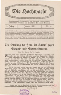 Die Hochwacht : Monatsschrift zur Pflege der geistigen und sittlichen Volksgesundheit, 1. Jg., 1911, Nr 4.