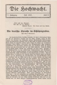 Die Hochwacht : Monatsschrift zur Pflege der geistigen und sittlichen Volksgesundheit, 5. Jg., 1915, H. 9.