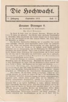 Die Hochwacht : Monatsschrift zur Pflege der geistigen und sittlichen Volksgesundheit, 5. Jg., 1915, H. 12.