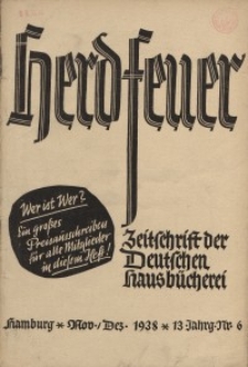 Herdfeuer : Zeitschrift der Deutschen Hausbücherei, 13. Jahrg., 1938, Nr 6