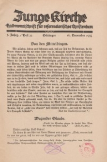 Junge Kirche, 1935/ Heft 22