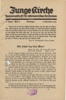 Junge Kirche, 1937/ Heft 21