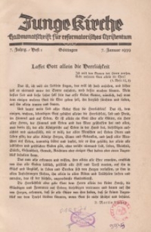 Junge Kirche, 1939/ Heft 1