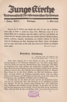 Junge Kirche, 1939, Heft 9