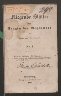 Fliegende Blätter über Fragen der Gegenwart, 1845, nr 1