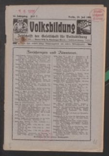Volksbildung : Zeitschrift der Gesellschaft für Volksbildung, Jg. 55. 1925, H. 7