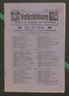 Volksbildung : Zeitschrift der Gesellschaft für Volksbildung, Jg. 56. 1926, H. 5