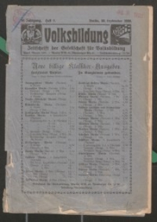 Volksbildung : Zeitschrift der Gesellschaft für Volksbildung, Jg. 56. 1926, H. 9