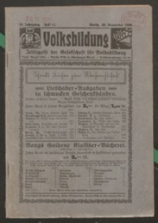 Volksbildung : Zeitschrift der Gesellschaft für Volksbildung, Jg. 56. 1926, H. 11