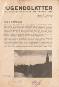 Jugend-Blätter des Zentralverbandes der Angestellten, 10. Jahrgang, 1929, H. 1 (Januar).