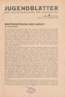 Jugend-Blätter des Zentralverbandes der Angestellten, 10. Jahrgang, 1929, H. 9 (September).