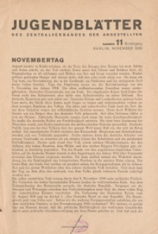 Jugend-Blätter des Zentralverbandes der Angestellten, 10. Jahrgang, 1929, H. 11 (November).