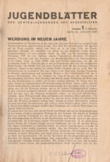 Jugend-Blätter des Zentralverbandes der Angestellten, 11. Jahrgang, 1930, H. 1 (Januar).