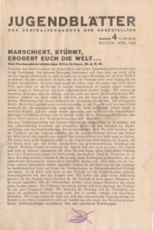 Jugend-Blätter des Zentralverbandes der Angestellten, 11. Jahrgang, 1930, H. 4 (April).