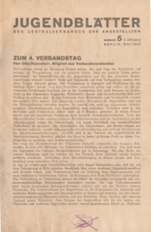 Jugend-Blätter des Zentralverbandes der Angestellten, 11. Jahrgang, 1930, H. 5 (Mai).