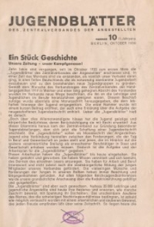 Jugend-Blätter des Zentralverbandes der Angestellten, 11. Jahrgang, 1930, H. 10 (Oktober).