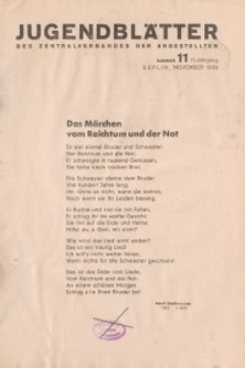 Jugend-Blätter des Zentralverbandes der Angestellten, 11. Jahrgang, 1930, H. 11 (November).