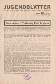 Jugend-Blätter des Zentralverbandes der Angestellten, 11. Jahrgang, 1930, H. 12 (Dezember).
