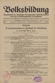 Volksbildung : Zeitschrift der Gesellschaft für Volksbildung, Jg. 60. 1930, [H. 4]