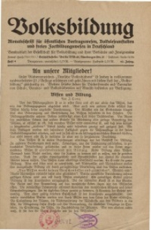 Volksbildung : Zeitschrift der Gesellschaft für Volksbildung, Jg. 60. 1930, [H. 9]