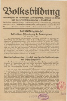 Volksbildung : Zeitschrift der Gesellschaft für Volksbildung, Jg. 61. 1931, [H. 1]