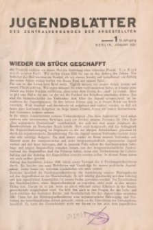 Jugend-Blätter des Zentralverbandes der Angestellten, 12. Jahrgang, 1931, H. 1 (Januar).