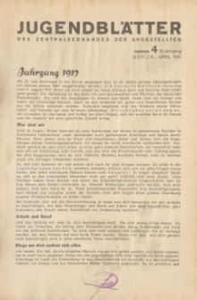 Jugend-Blätter des Zentralverbandes der Angestellten, 12. Jahrgang, 1931, H. 4 (April).