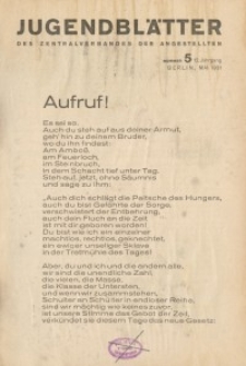 Jugend-Blätter des Zentralverbandes der Angestellten, 12. Jahrgang, 1931, H. 5 (Mai).