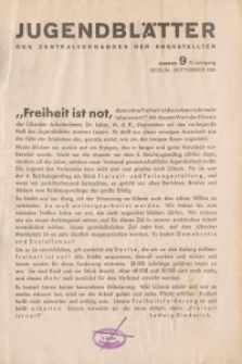 Jugend-Blätter des Zentralverbandes der Angestellten, 12. Jahrgang, 1931, H. 9 (September).