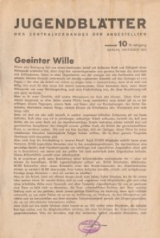 Jugend-Blätter des Zentralverbandes der Angestellten, 12. Jahrgang, 1931, H. 10 (Oktober).