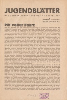 Jugend-Blätter des Zentralverbandes der Angestellten, 13. Jahrgang, 1932, H. 1 (Januar).