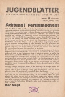 Jugend-Blätter des Zentralverbandes der Angestellten, 13. Jahrgang, 1932, H. 3 (März).