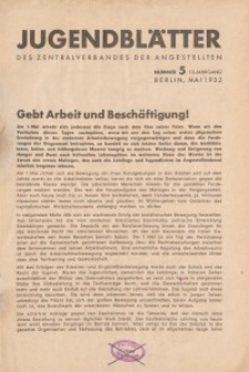 Jugend-Blätter des Zentralverbandes der Angestellten, 13. Jahrgang, 1932, H. 5 (Mai).