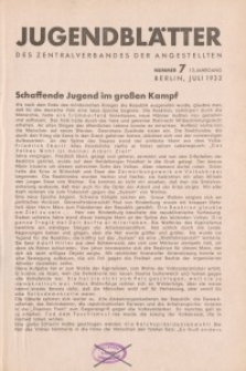 Jugend-Blätter des Zentralverbandes der Angestellten, 13. Jahrgang, 1932, H. 7 (Juli).