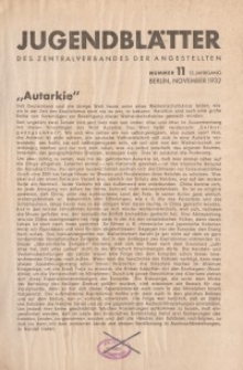 Jugend-Blätter des Zentralverbandes der Angestellten, 13. Jahrgang, 1932, H. 11 (November).