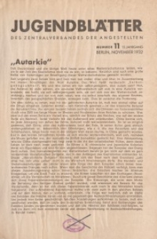 Jugend-Blätter des Zentralverbandes der Angestellten, 13. Jahrgang, 1932, H. 11 (November).