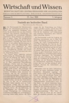 Wirtschaft und Wissen, 1929, H. 6