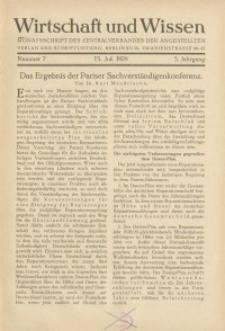 Wirtschaft und Wissen, 1929, H. 7