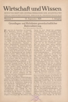 Wirtschaft und Wissen, 1929, H. 9